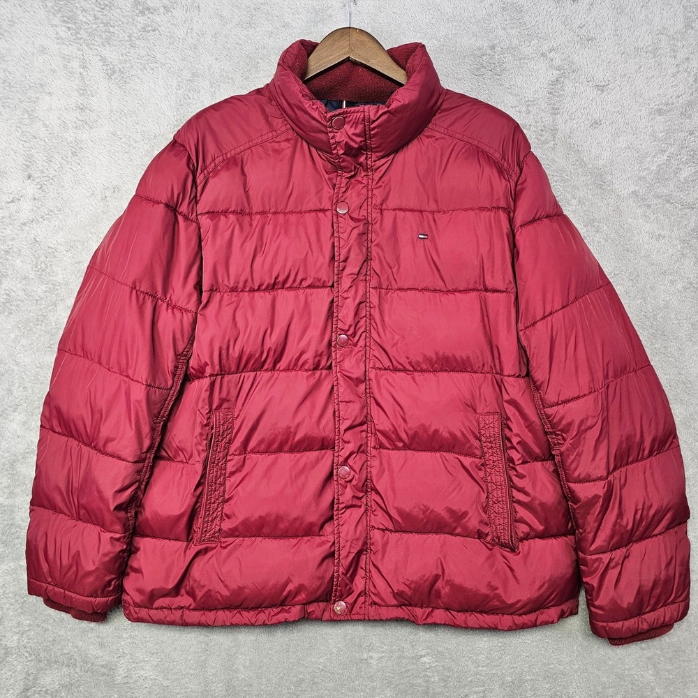 Tommy Hilfiger Mens‎ XXL Red Quilted Puffer Jacket Insulated Winter Coat